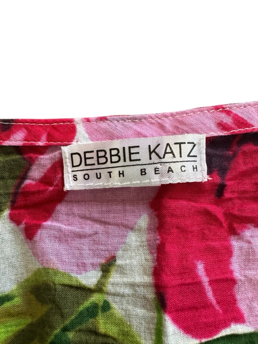 Debbie Katz South Beach Floral Swim Coverup in Pink, Green & White, Medium - Picture 3 of 10